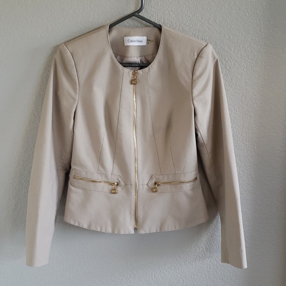 Sale Ck Khaki Peplum Blazer With Gold 